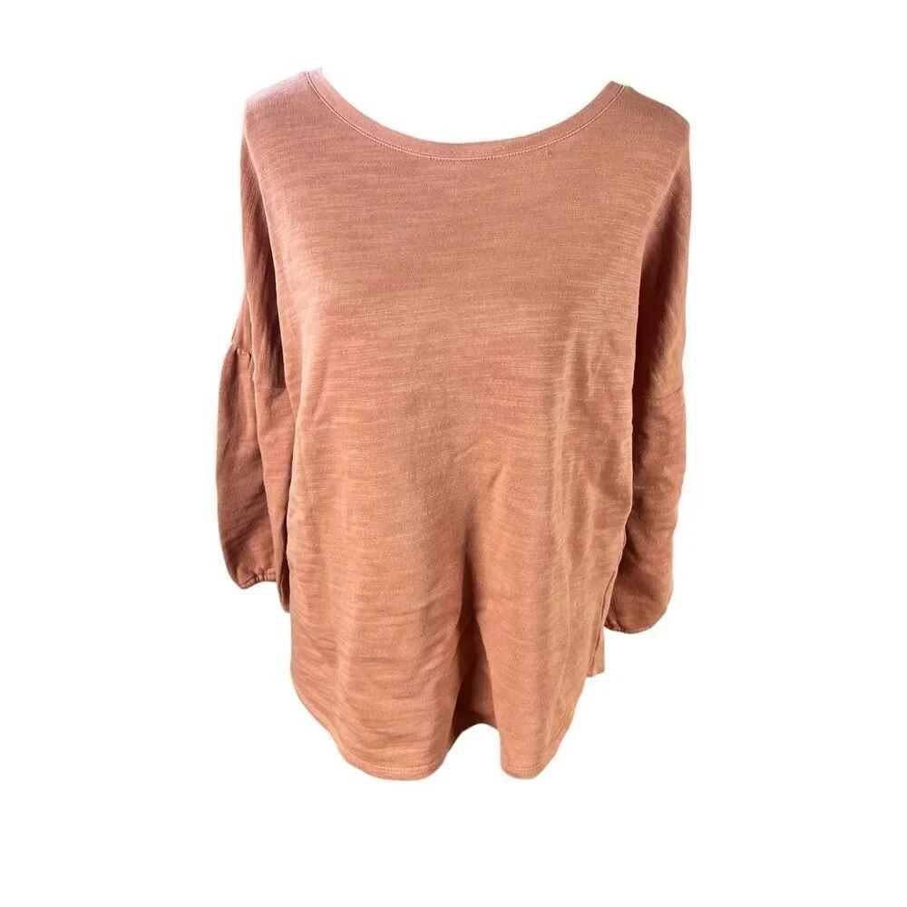 J. Jill Pure Jill L 100% Cotton boxy puff sleeve orange cinnamon sweatshirt